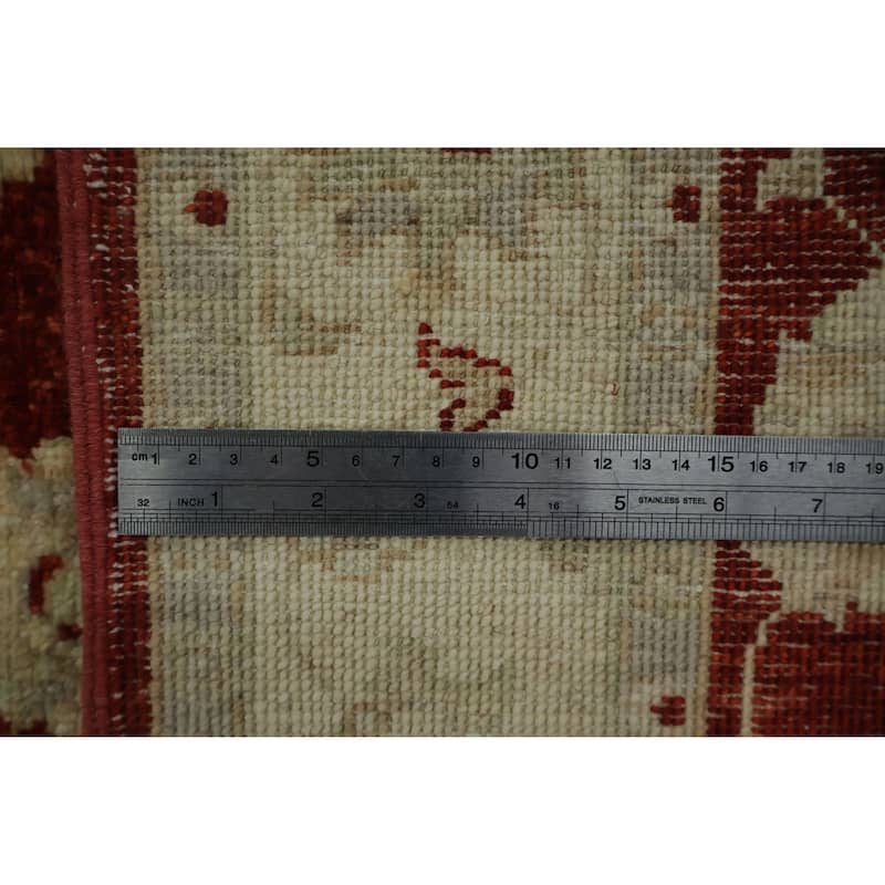 Hand Knotted Oriental 100% Wool Carpet Traditional Floral Red Peshawar Runner Rug - 9' 9'' X 2' 9''