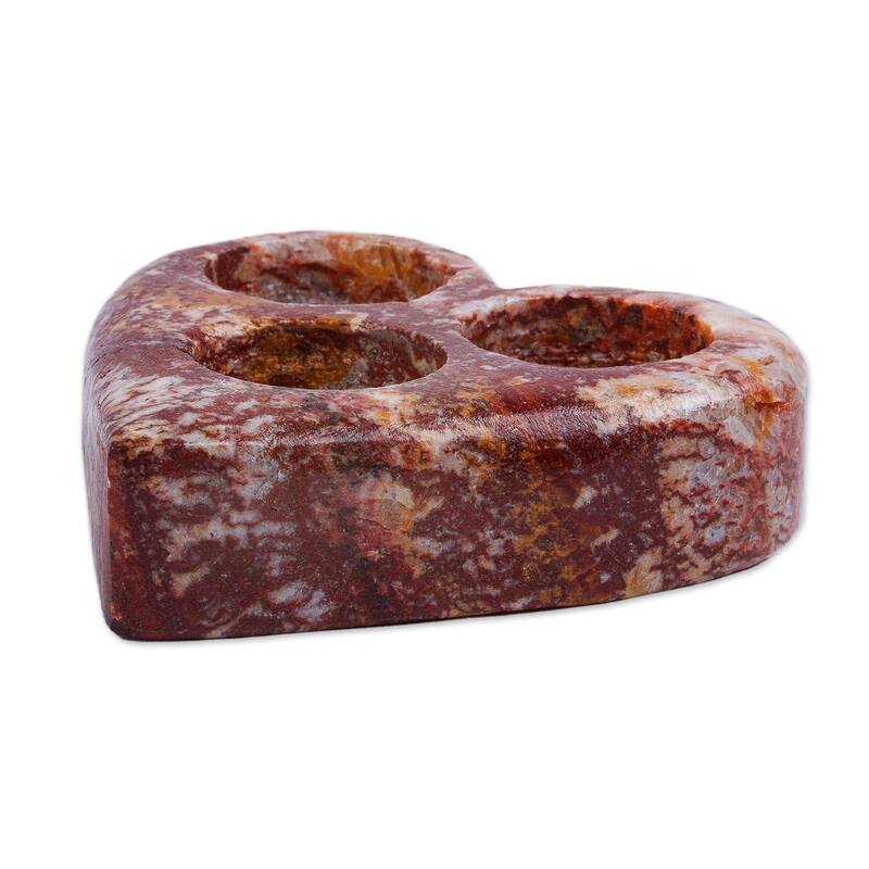 NOVICA Handmade Love By Candlelight Marble Tealight Holder