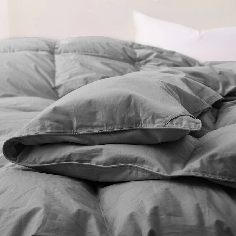 All Season Medium Warmth Organic Cotton Down Feather Comforter Duvet Insert, Gray