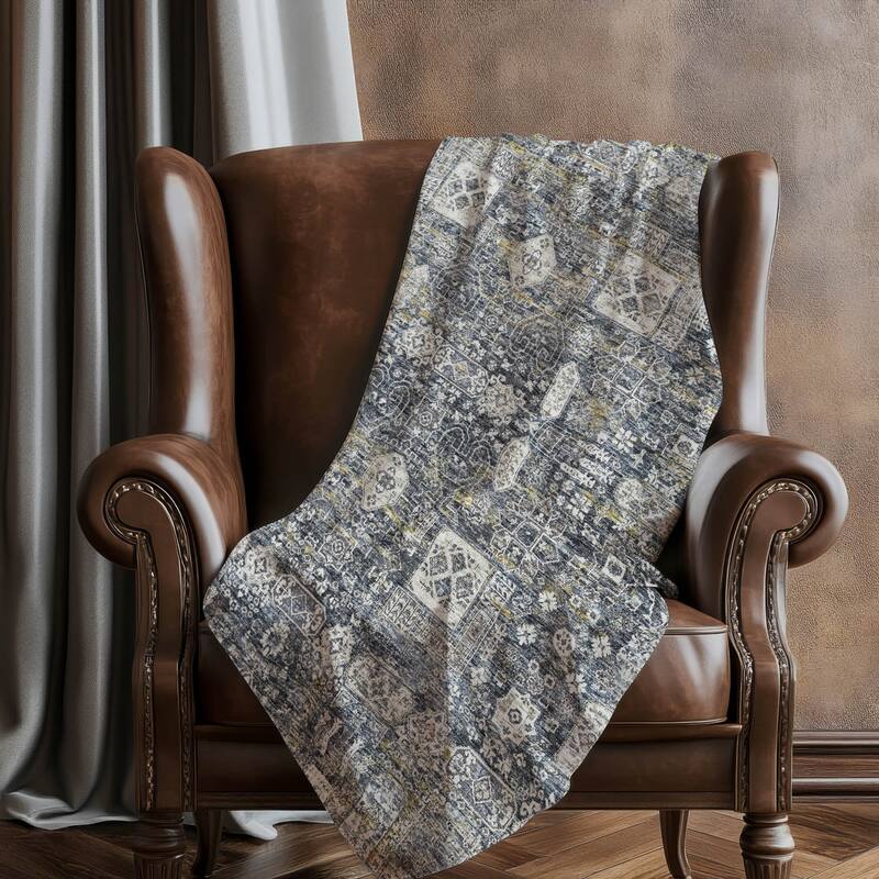 Premium Machine Washable Persian Panel Sherpa Throw Blanket