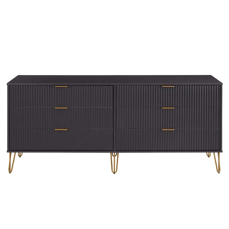 Manhattan Comfort Dumbo Modern 6-Drawer Double Low Dresser.