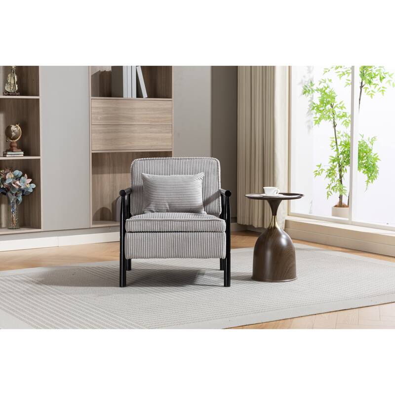 Storage Chair,Mid Century Modern Accent Chair with Wood Frame, Upholstered Living Room Chairs with Waist Cushion