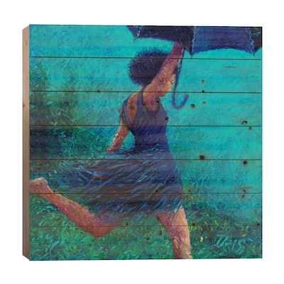 Bumbershoot Dash Print On Wood by Iris Scott - Multi-Color