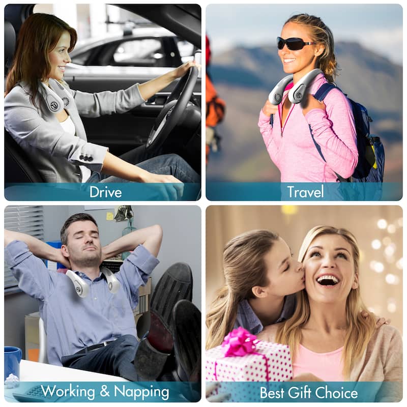 Hand-free 5000mAh Rechargeable Bladeless Neck Fan Angle Adjustable
