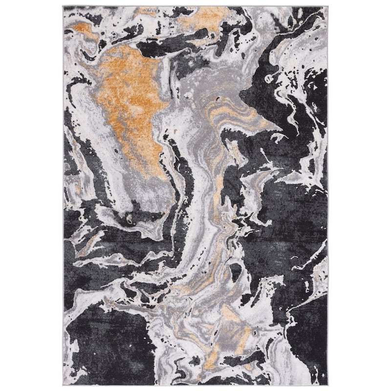 SAFAVIEH Amelia Berendina Modern Abstract Rug - 6'7" Square - Charcoal/Gold