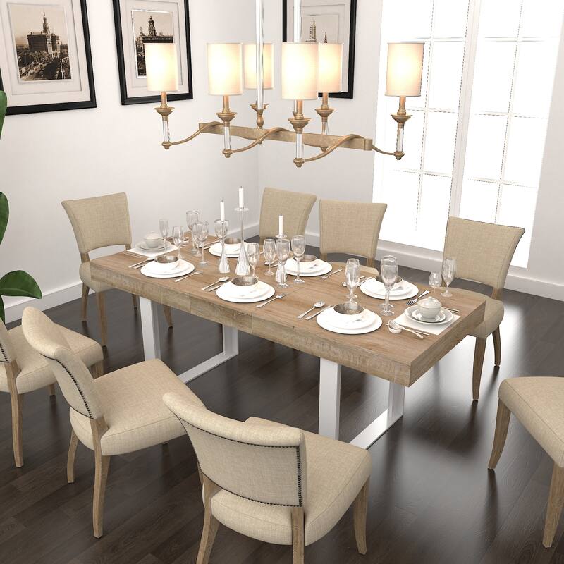Extendable Dining Room Table for 6 8 10, Modern Farmhouse Wooden Kitchen Expanding Table, Long Large Expandable Dining R