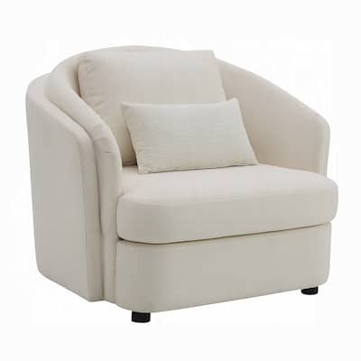 Riku Accent Armchair, 2 Lumbar Pillows, Soft Beige Linen Seating