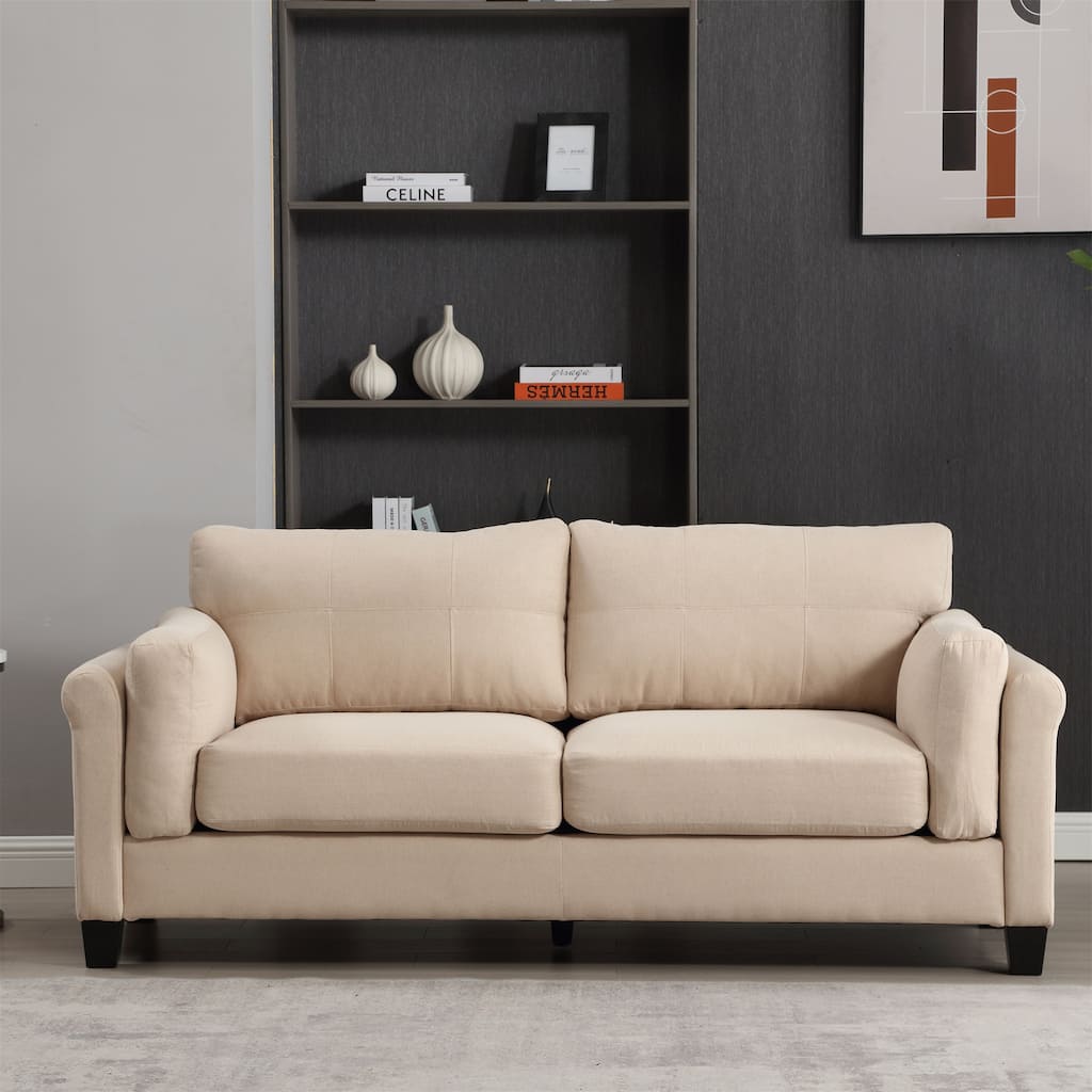 79" Modern Button Tufted Linen Upholstered 3-Seat Sofa