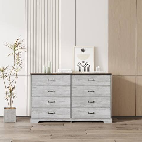 Modern Wooden Dresser with 8 Drawers,Antique Gray
