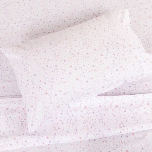 slide 2 of 5, Kids Rule 3-Piece Stardust Sky Sheet Set | 1 Twin Flat Sheet, 1 Twin Fitted Sheet & 1 Queen Pillowcase