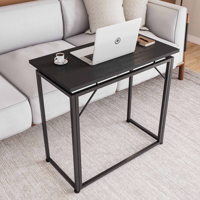 31.5 in. Folding Desk for Small Spaces, No Assembly Required, Black