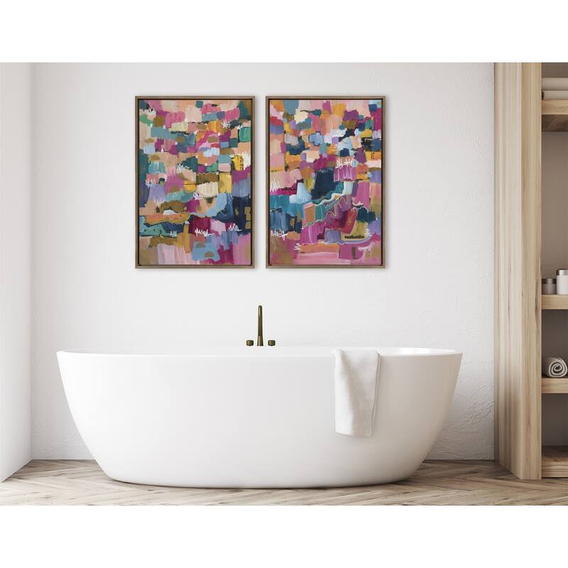 Kate and Laurel Sylvie Applause Framed Canvas Set by Leah Nadeau