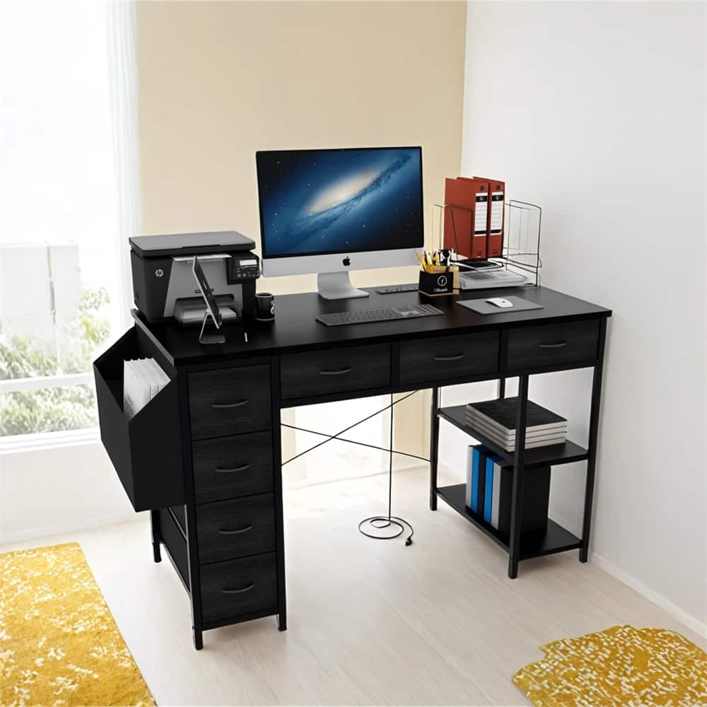 47.3"Computer Desk w/7 Drawers,Extra Large Side Pocket & Power Outlets