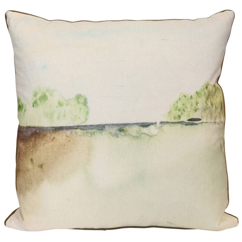 StyleCraft Tamara Day for StyleCraft Verdant Field Abstract I Pillow - Fresh Green, Soft Ivory & Muted Moss - 24" x 24"
