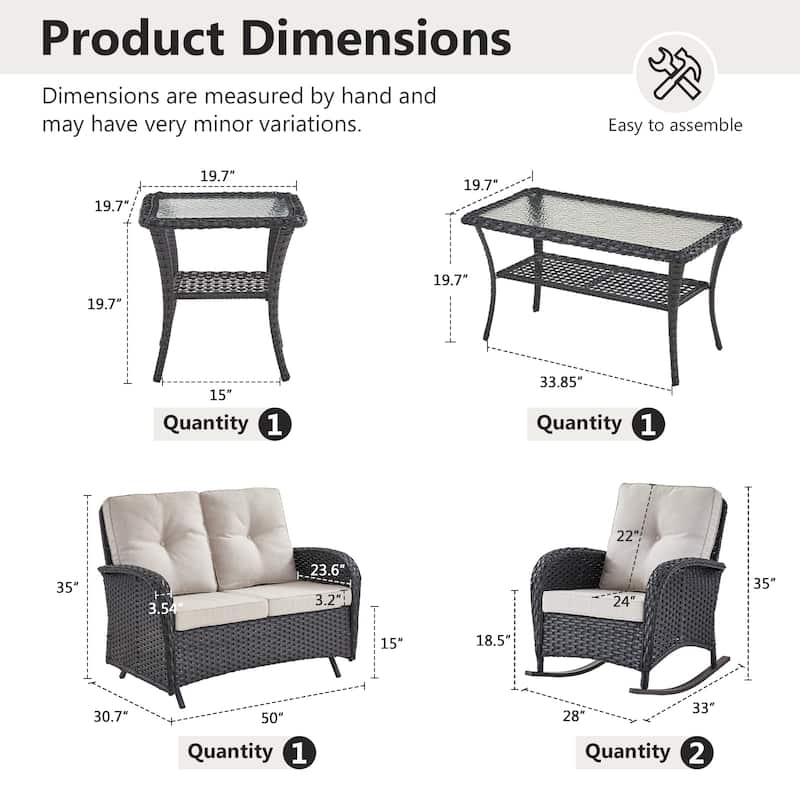 Gymojoy Outdoor Wicker Patio Furniture Loveseat Glider Set