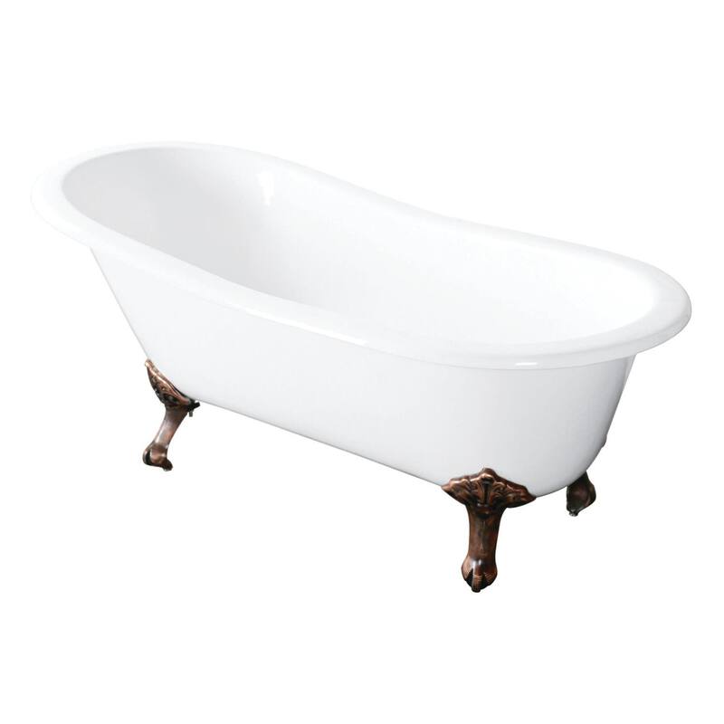 Kingston Brass Tazatina 54" Clawfoot Cast Iron Soaking Tub with