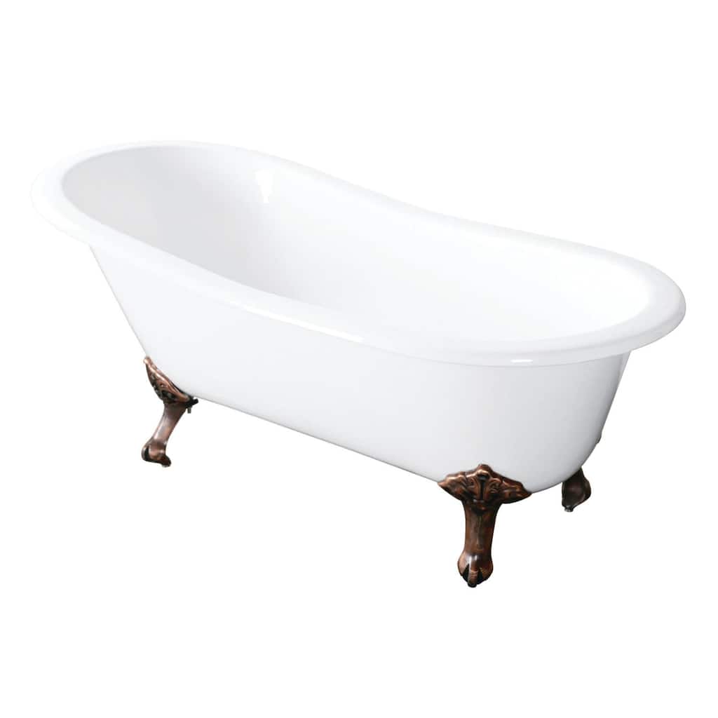 Kingston Brass Tazatina 54" Clawfoot Cast Iron Soaking Tub with