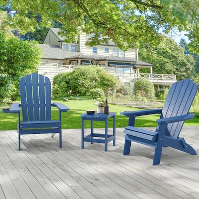 LIVOOSUN Outdoor Folding Adirondack Chair w/Cup Holder Set of 2