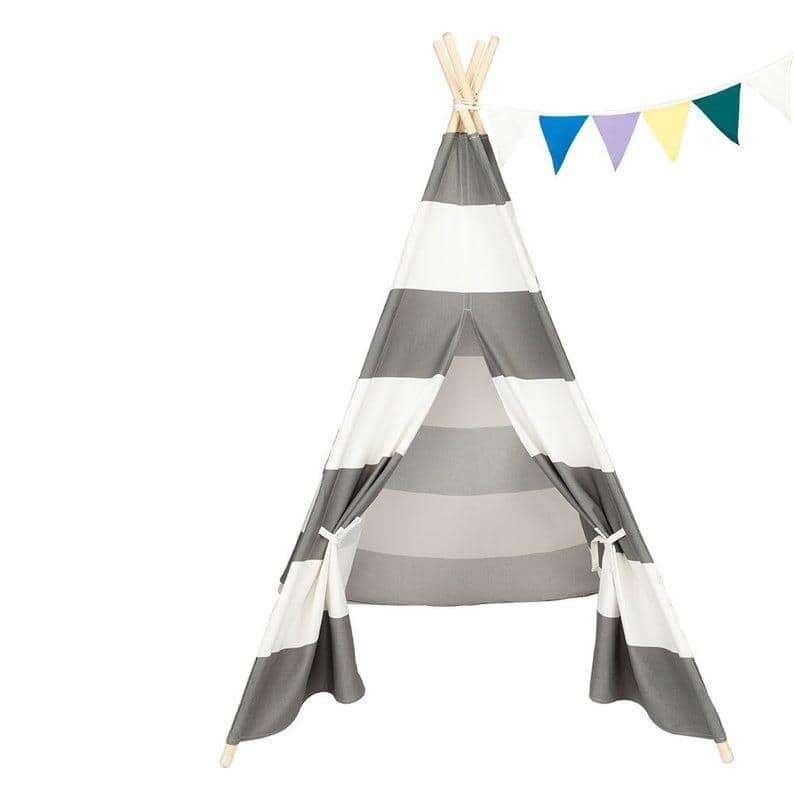 Natural Cotton Canvas Teepee Tent for Kids Indoor & Outdoor Use - 2pc