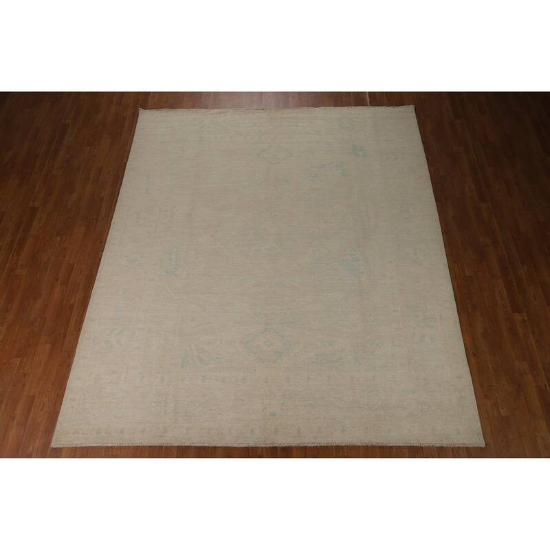 Vegetable Dye Oushak Turkish Area Rug Bedroom Handmade Wool Carpet - 8'4"x 9'10"