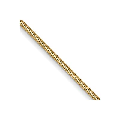 Curata 14k Yellow Gold Solid 0.8mm Round Snake Chain Necklace (Lobster) Options: 16 18 20 24