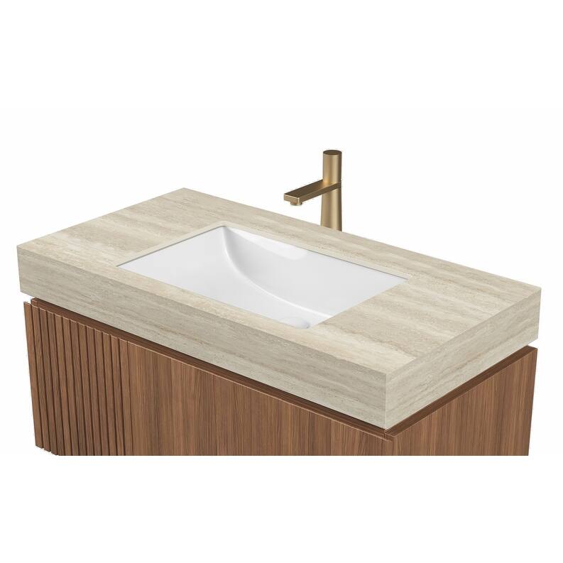 36" Roma Travertine-Pattern Countertop with Basin, NO Cabinet, NO Faucet and Sink Cover