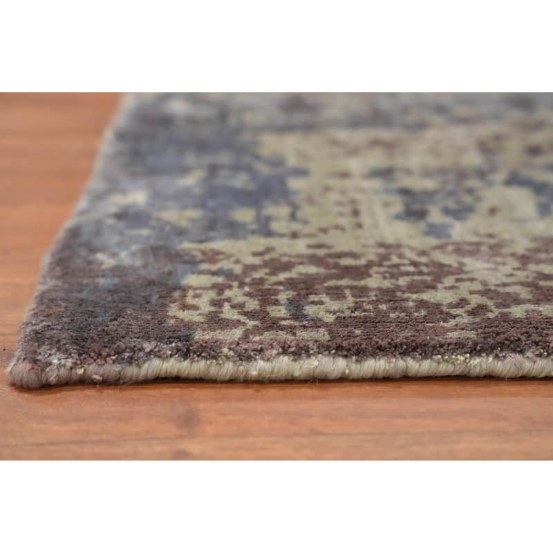 Hand Knotted Oriental Viscose Silk Carpet Modern Abstract Multi-Colored Abstract Area Rug - 4' 7'' X 2' 7''
