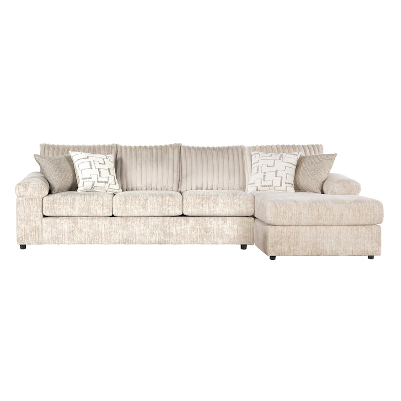 Roundhill Furniture Nason Wide Wale Corduroy Sectional Sofa Chaise with Ottoman