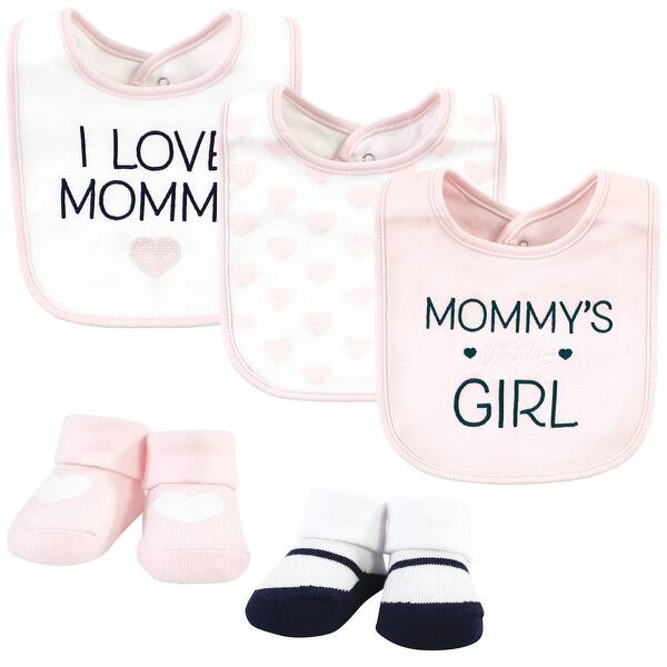 slide 1 of 1, Hudson Baby Infant Girl Cotton Bib and Sock Set, Mommys Little Girl, One Size - Mommy'S Little Girl - One Size One Size - Mommy'S Little Girl