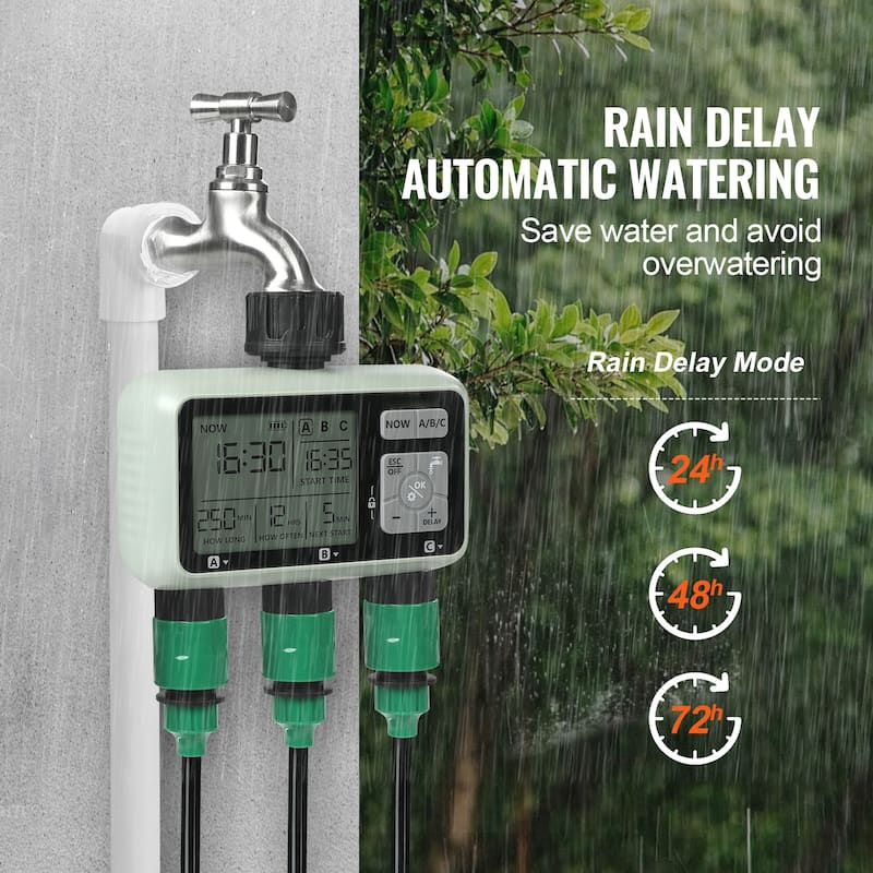 Water Timer Brass Inlet Metal Filter, IPX6 Waterproof for Yard Watering - from 7.25 psi to 120 psi