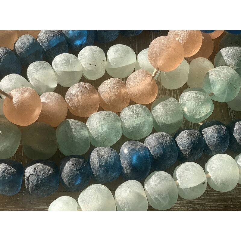 15 in. Tall Indigo Blue Vintage Sea Glass Beads (Size & Finish Vary)