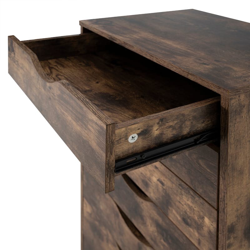 Narrow Wooden 9-Drawer Cabinet with Smooth-Glide Drawers and Top Storage Shelf