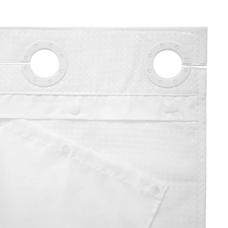 Waffle Weave Shower Curtain with Snap-liner No Hooks Needed