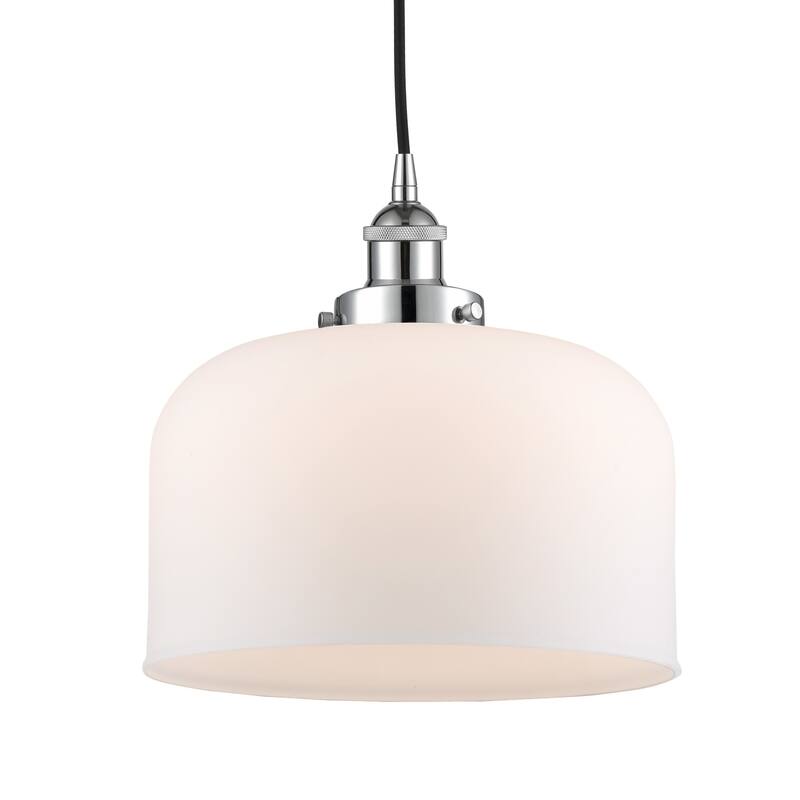 Innovations Lighting 616-1PH-12-12-L Bell Pendant Bell 12" Wide - Polished Chrome / Matte White