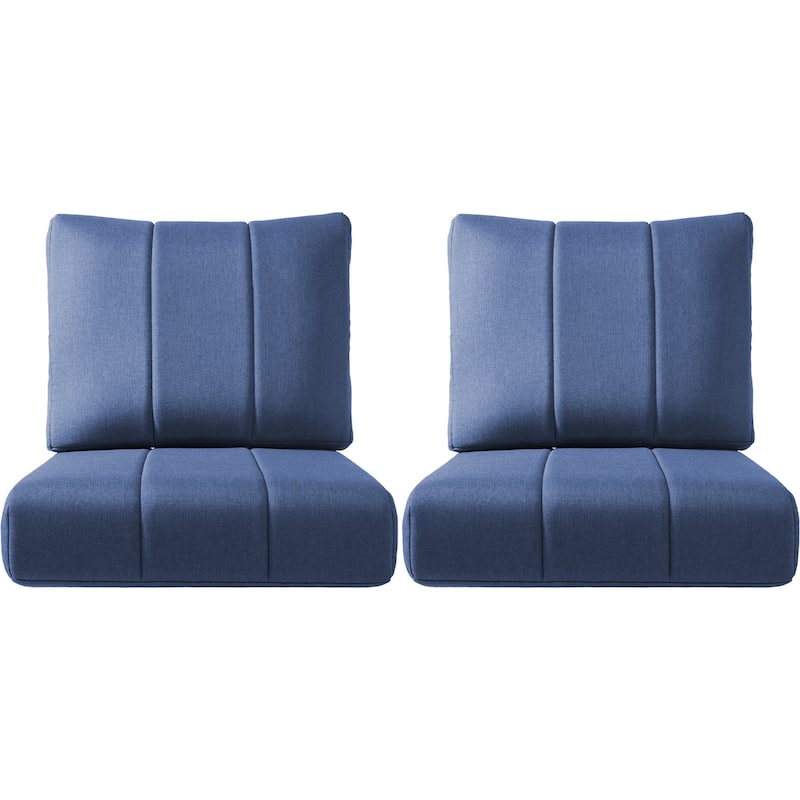 Ivora 24" W x 24" D x 6" T Water & Fade Resistant Outdoor Lounge Chair Replacement Cushion Set - 2 Sets - Navy Blue