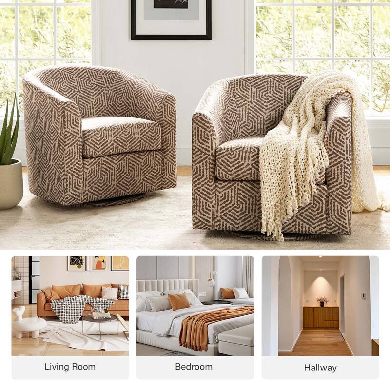 Cuenca Modern Upholstered Barrel Chair with Swivel Base