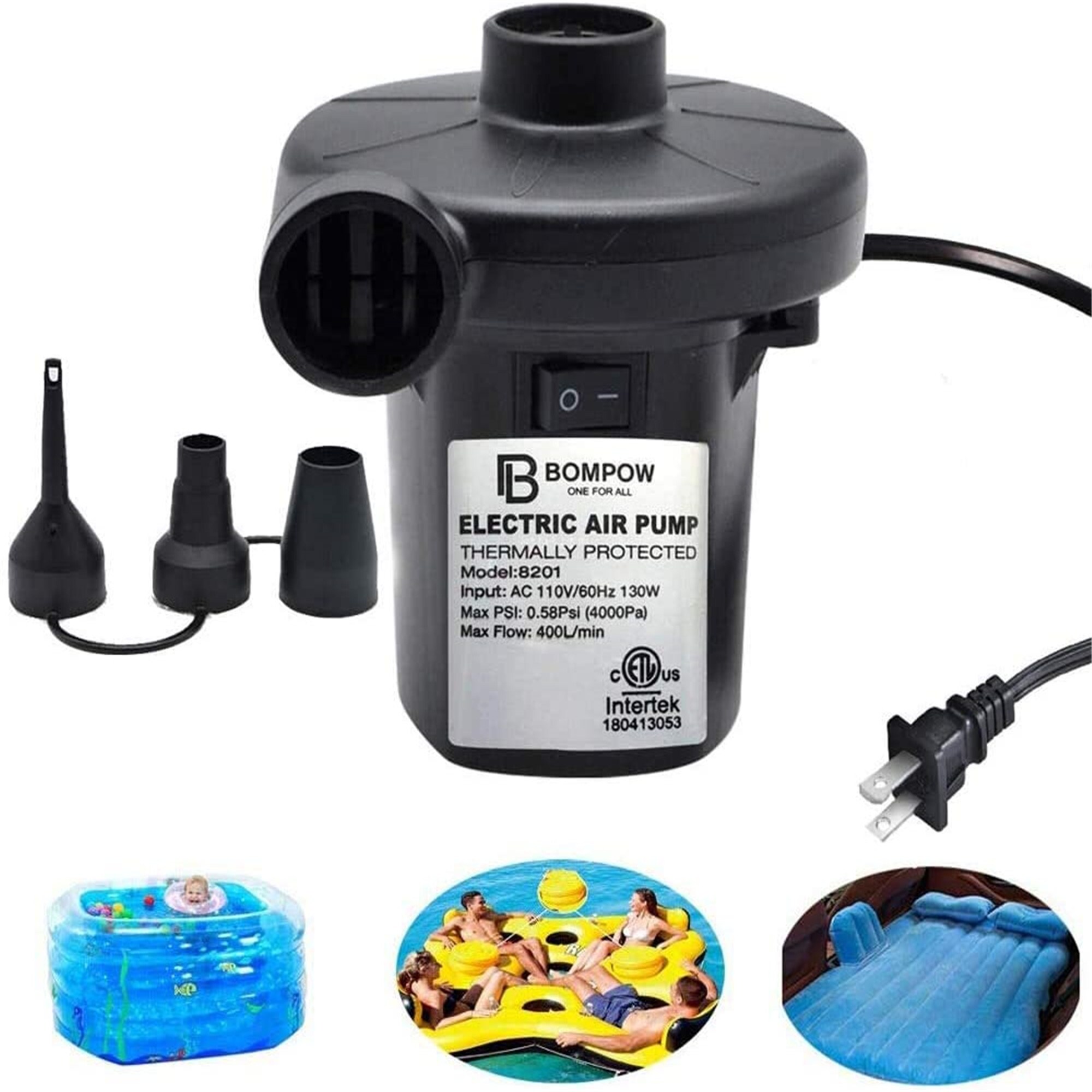 240V Electric Air Pump Inflator Inflatables Toy Bed Pool Raft Boat Air Mattress