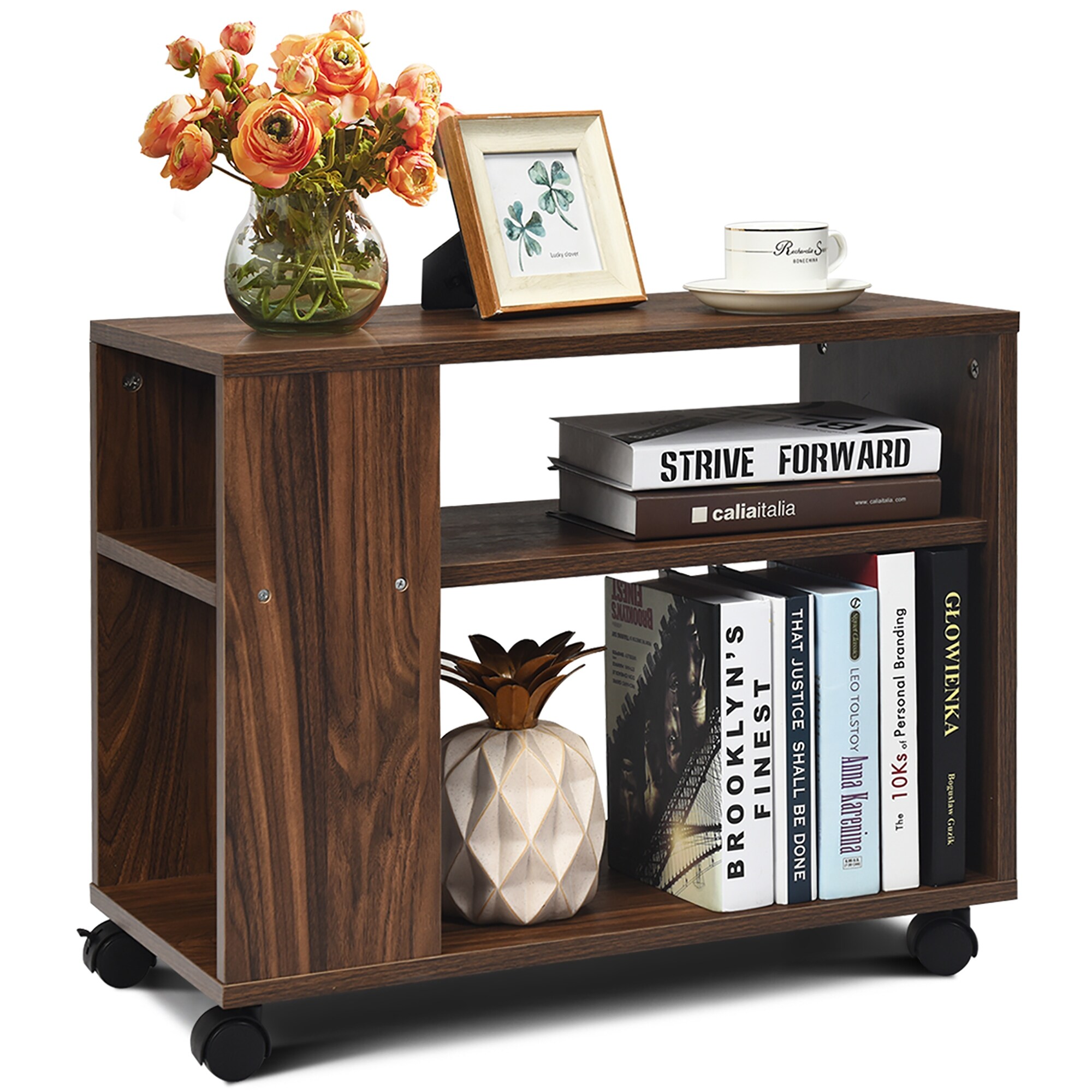 Shop Costway 3 Tier Side Table W Storage Shelf W Wheels Space Saving Overstock 32307780