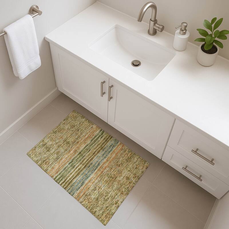 Premium Washable Super Soft Boho Stripes Mayfield Rug - Aloe - 1'8" x 2'6"