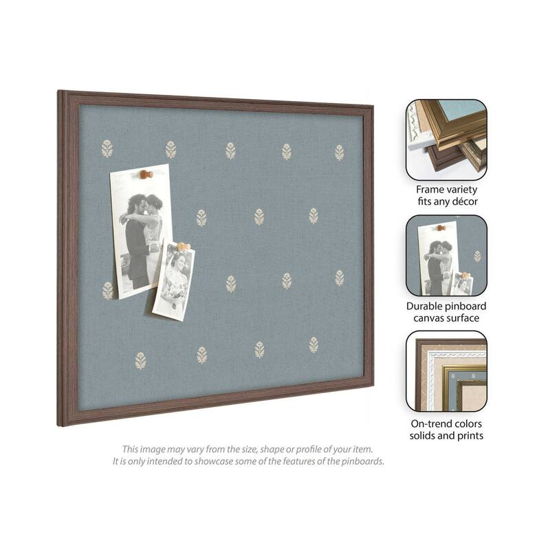 Kate and Laurel Pinboard Blue Botanical Block Print