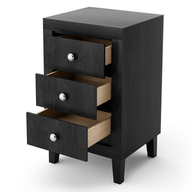 Costway Nightstand Sofa Side Coffee Table with 3 Drawer for Bedroom