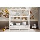 preview thumbnail 9 of 10, Wood Twin House-Shaped Kids Pine Bed Frame with 13.9'' height Guardrails and LED Design for Bedroom, White, Easy to Assemble