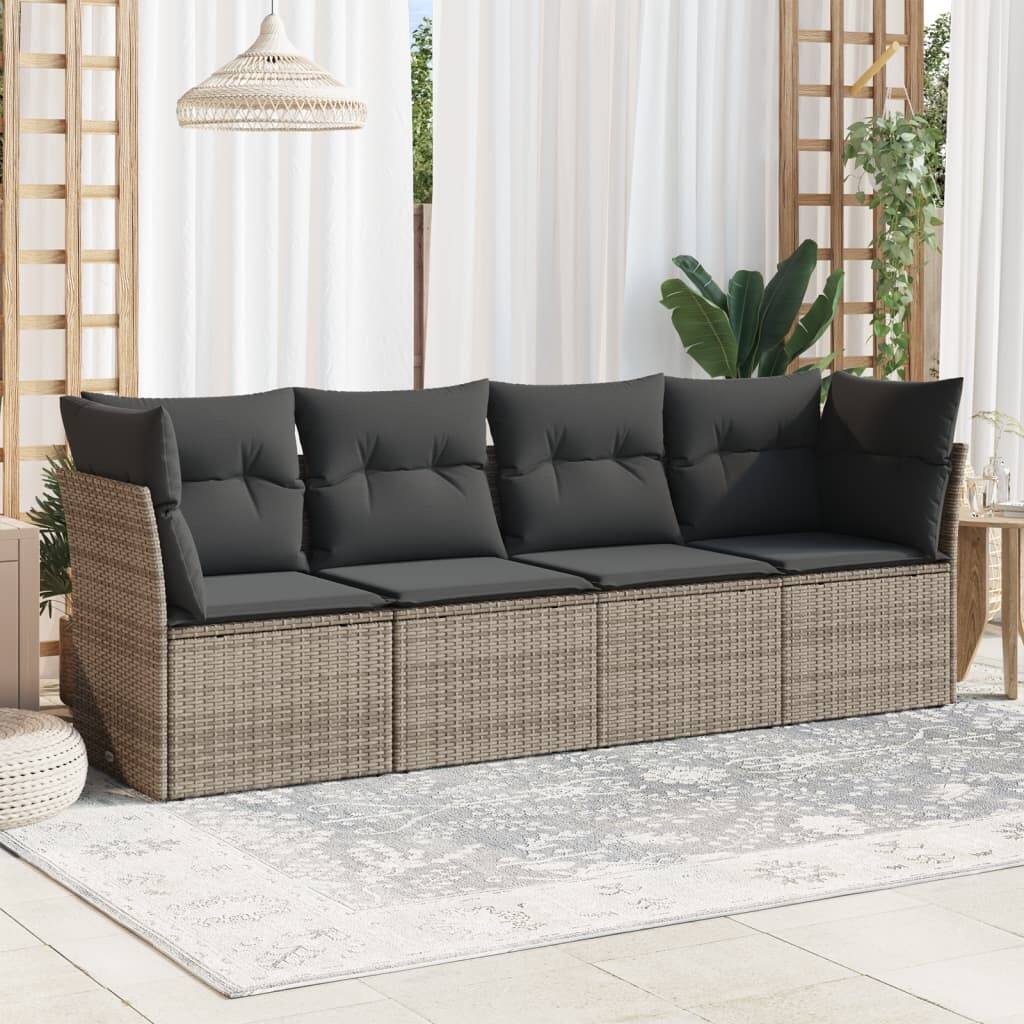 vidaXL Garden Sofa Set Grey PE rattan Standard Adjustable Feet - 24.4 x 92.1 x 27.2
