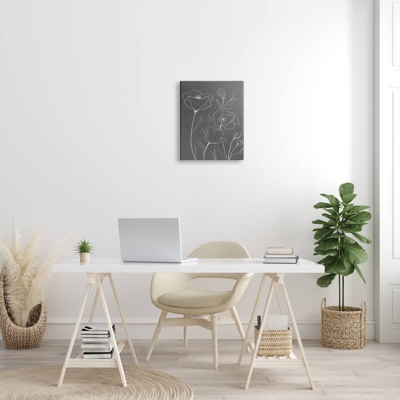 Stupell Blossoming Flower Petals Botanical Line Doodle Drawing Canvas Wall Art, Design by Elizabeth Medley