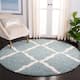 SAFAVIEH Dallas Shag Giusy Trellis 1.5-inch Thick Rug - 6' x 6' Round - Seafoam/Ivory