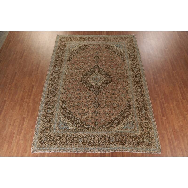 Hand Knotted Oriental 100% Wool Carpet Traditional Floral Oranges & Rust Mashad Area Rug - 13' 5'' X 9' 8''
