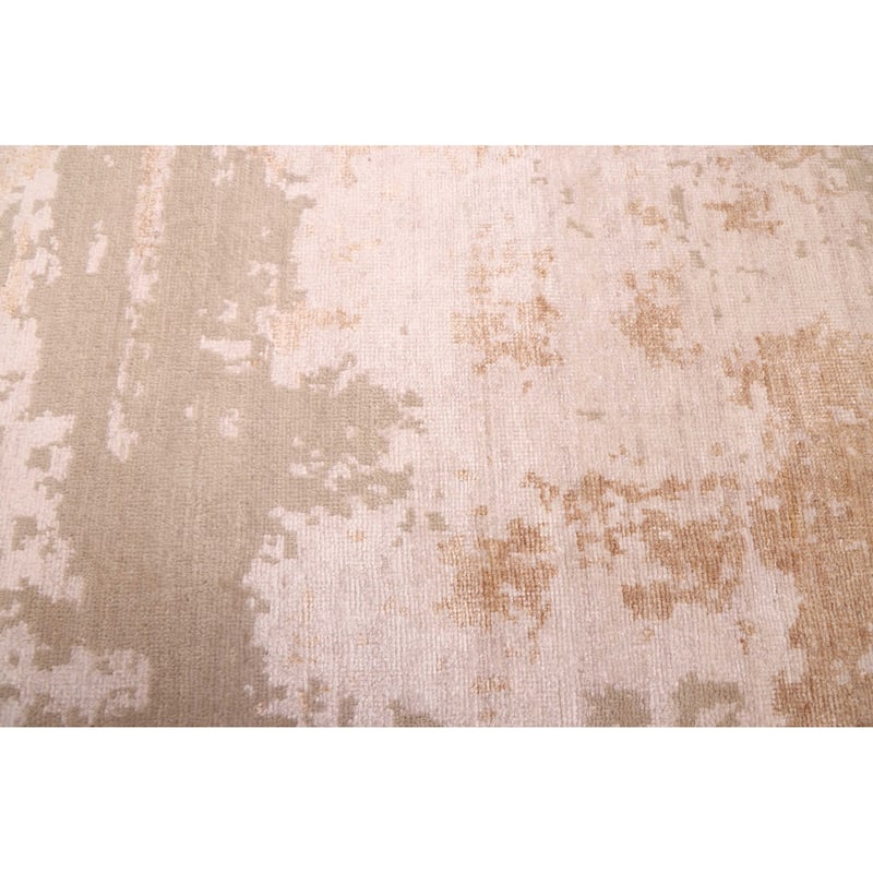 ECARPETGALLERY Hand-knotted Legacy Beige, Brown Silk, Wool Rug - 2'6 x 10'2