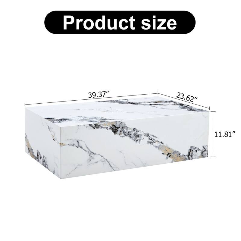 Marble Pattern Coffee Table Dining Table with Layer Waterproof, Accent Table End Table with Easy Assembly