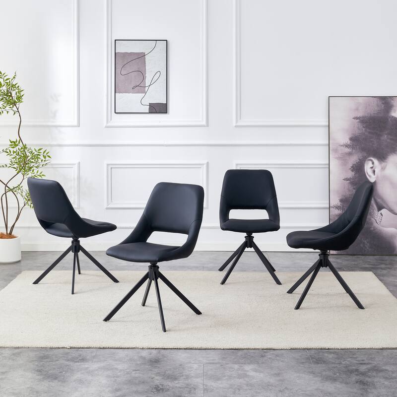 Side Chair Dining Chair Kitchen Chair Leather Chair Coffee Chair Office Chair Accent Chair with Metal Legs - Black