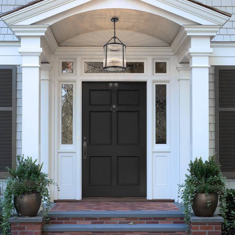 4 - Light Farmhouse Lantern Glass Drum Chandelier for Entryway